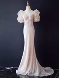 Sparkly Mermaid Light Pink Long Prom Dress HZ1024