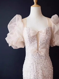 Sparkly Mermaid Light Pink Long Prom Dress HZ1024