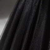 Elegant A line V Neckline Tulle Long Black Prom Dress HZ1024