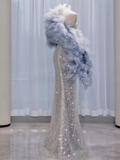 Elegant Mermaid Strapless Long Sequin Prom Dress HZ1024