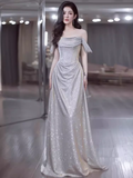 Mermaid Off The Shoulder Sequin Long Prom Dress HZ1024