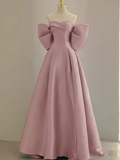 Long Prom Dresses Satin Pink Evening Dress HZ1024